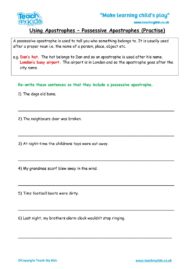 Worksheets for kids - possessive-apostrophe
